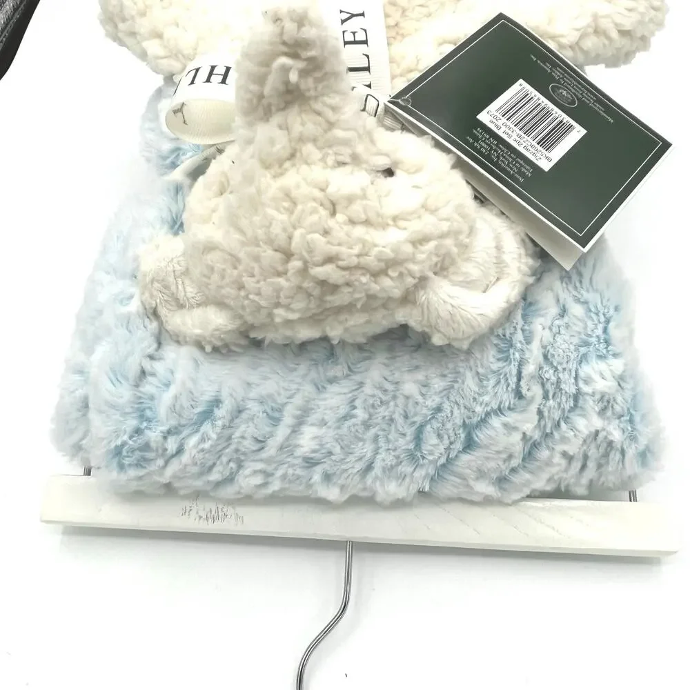 Laura Ashley ZigZag Sherpa Baby Blanket & Elephant Lovey 2-Piece Set NEW